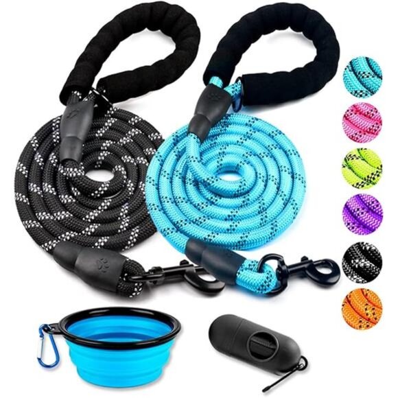 2 Pack Dog Leash 5 FT Heavy Duty - Comfortable Padded Handle - Reflective Dog - Picture 7 of 7